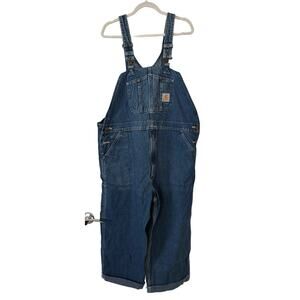 CARHARTT R07 Dungarees Unisex 42W 21 Blue Denim Overalls Bib Unlined Utility EUC